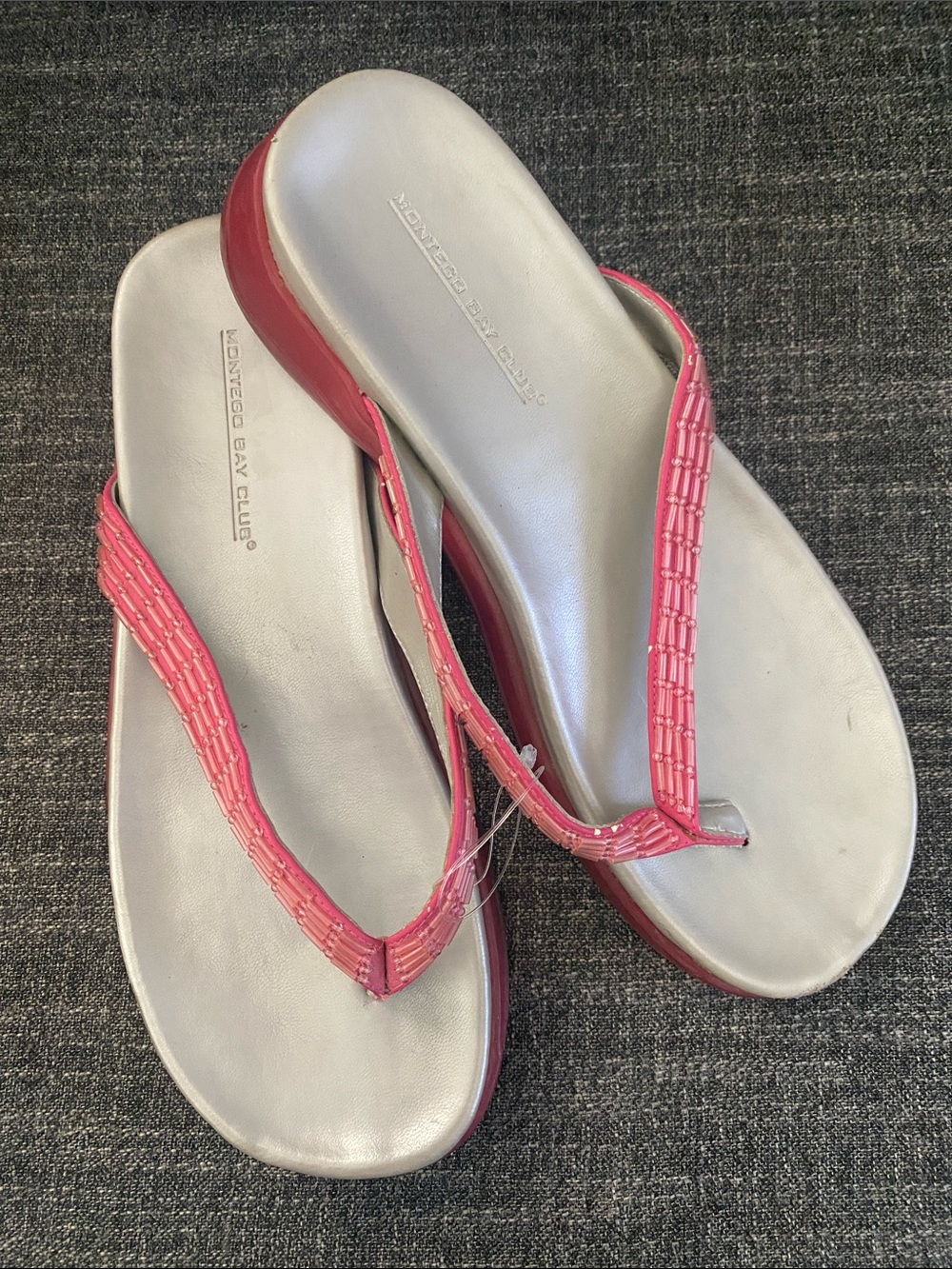 Y2K Montego Bay Club Pink Beaded Thong Sandals 9